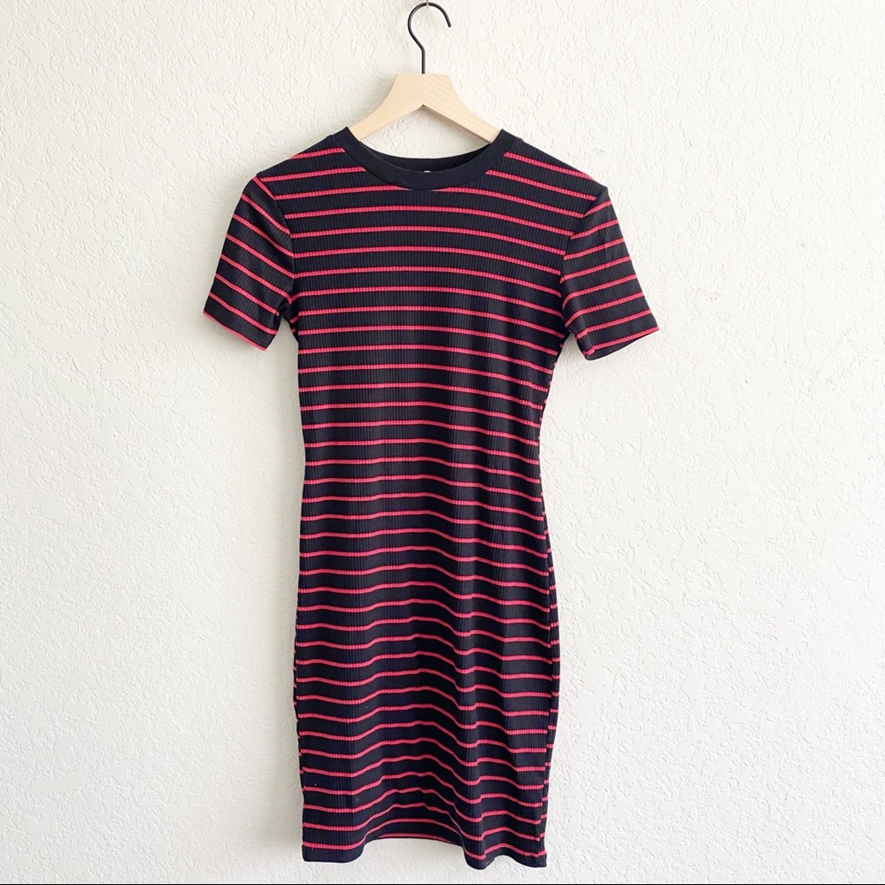 NWOT Zara Striped Ribbed Bodycon Midi Dress Small